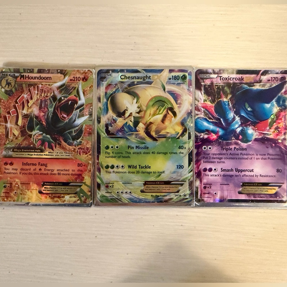 Pokemon Card Bundle: M Houndoom EX Full Art, Toxicroak EX, Chesnaught EX